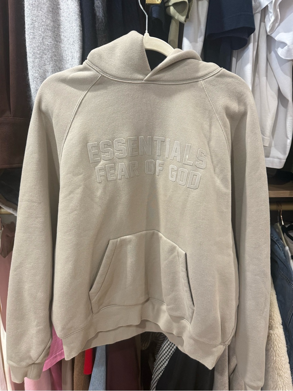 Fear of God ESSENTIALS Sandstone Beige Pullover Hoodie